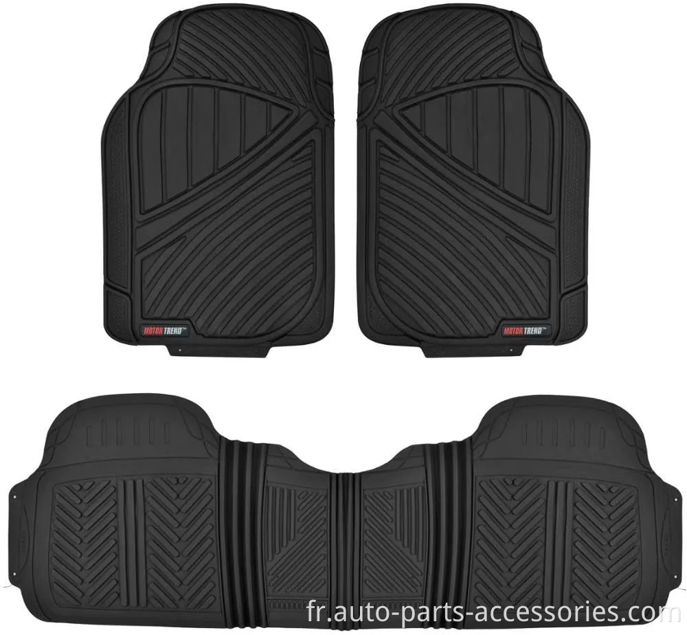 Tapis de sol en caoutchouc lourd 3pc avant et arrière pour camion de camion SUV de voiture, 100% sans odor BPA et tous les temps de protection contre les intempéries